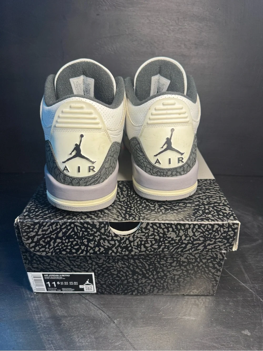 Jordan Men's White and Grey Retro Sneaker with Elephant Print